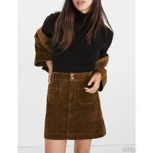 Madewell Corduroy Ribbed A-Line High Rise Mini Skirt Pockets Boho Bohemian 0